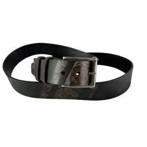 Vintage ROBERT GRAHAM Brown Leather Floral Pattern Men Belt size 52 XXL